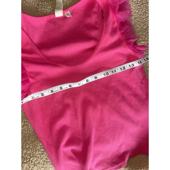 DOLAN Left Coast Pink Ruffle Sleeve Tank Top S Barbiecore Y2K Cottagecore Fairy - Picture 5 of 7